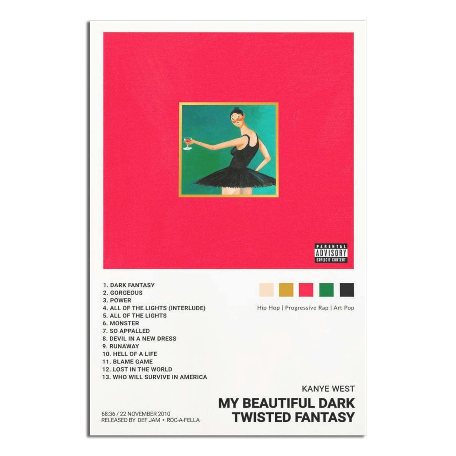 Kanye West - My Beautiful Dark Twisted Fantasy Álbum Capa Poster